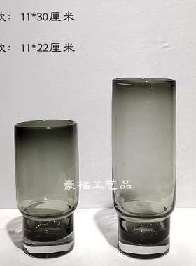 现代简约玻璃花瓶插花装饰摆件家居样板房软装饰品工艺品摆饰