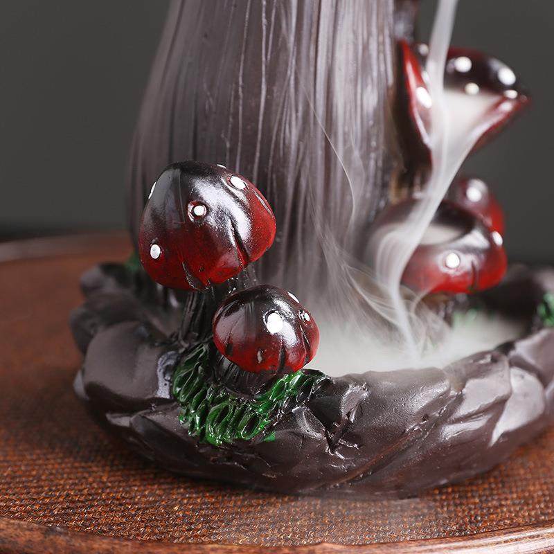 跨境回流香炉香插香座香薰创意欧式家用工艺摆件蘑菇树脂倒流香炉,淘宝优惠券,粉丝福利购,淘宝优惠卷