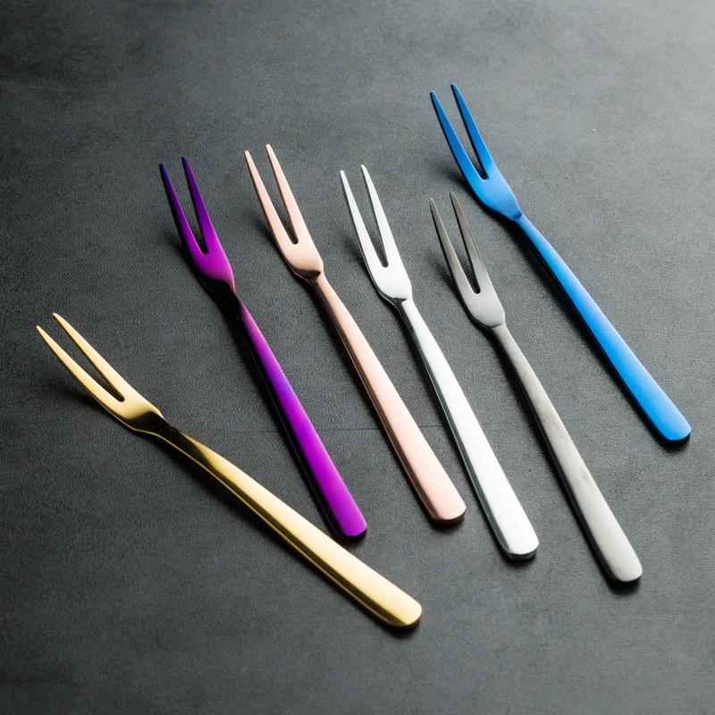 水果叉套装304不锈钢创意可爱小叉子家用欧式蛋糕签水果插收纳瓶