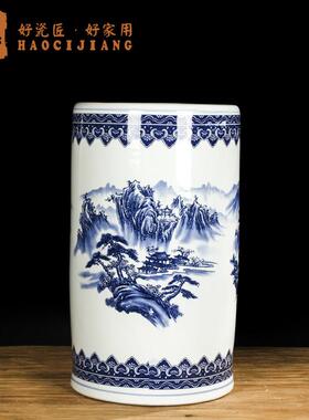 景德镇陶瓷书画 画卷轴字画 画缸瓷器青花箭筒帽筒放伞筒大花瓶客