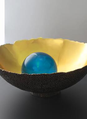 现代轻奢样板客厅房几G0160纳装饰托盘收 茶土豪金属桌面果盘摆件