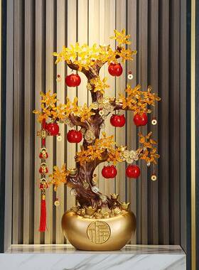 公高档元宝发财树落地型摆件司乔迁开礼物客厅玄关大造业景装金色