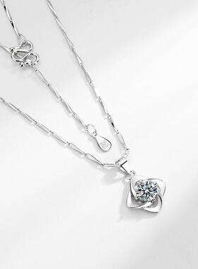 四叶草纯银吊坠时尚韩版足银项链