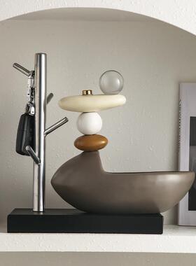 轻奢石来运转过道入户玄关钥匙收纳摆件家居客厅酒柜电视柜装饰品