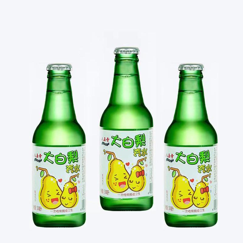 东北特产八王寺玻璃瓶大白梨汽水330ml 6瓶装碳酸饮料多省包邮