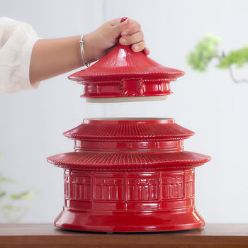 Forbidden City Pagoda Home Desktop Ornaments Ceramic ສາມຊັ້ນ Wenchang Tower ຫ້ອງຮັບແຂກຫ້ອງການ ຫັດຖະກໍາສະຖາປັດຕະຍະກໍາ