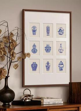 青花瓷·瓶安 法式现代中国风客厅装饰画新中式餐厅玄关花瓶挂画