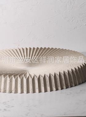 现代轻奢抽象肌理仿石托盘工艺品陈列家居玄关样板房软装饰品摆件