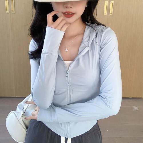 灰色冰丝防晒衣女款夏季V防晒服2026新款修身薄款外套上衣0325e - 图2