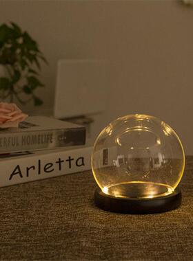 家居客厅卧室装饰品桌面发光灯座球形玻璃罩儿童房间摆设创意礼物