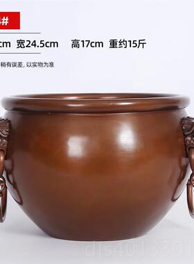 高档紫司铜故宫狮首聚宝盆门公海客厅公办室摆件装饰品乔缸迁开业