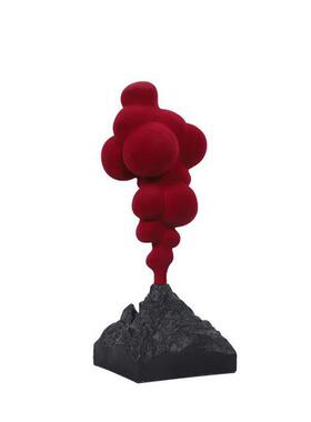 现代极简抽象火山喷发植绒树脂摆件样板间客厅书房儿童房趣味装饰