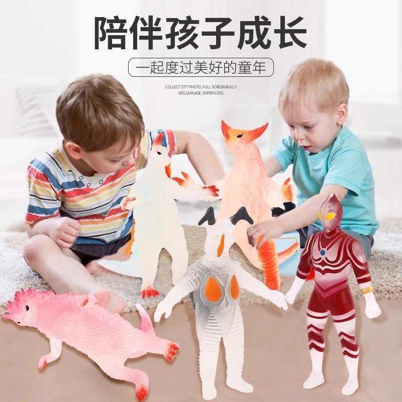 正版授权奥特曼遇水变色夜光新款玩具手办礼盒3男孩怪兽6橡皮人偶 - 图0