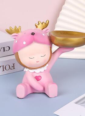 新款直销创意小鹿水果零食托盘钥匙收纳树脂摆件入户玄关客厅桌面