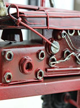 土物 手工复古工艺品 铁皮红色农用拖拉机模型