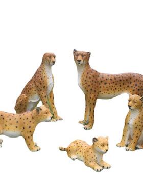 仿真动物金钱豹子玻璃钢摆件花园庭院户外园林装饰雕塑花园工艺品