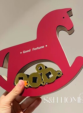 马上有钱摆件客厅玄关桌面装饰创意红色招财聚财摆件乔迁新居礼物