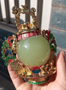 夜光树脂孔雀瓶摆件元宝夜明珠摆设工艺品