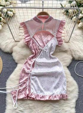 Sweet Lace Women PU Bunny Bodysuits Sexy One Piece Combinati