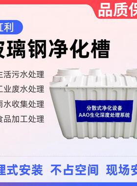 大型SMC净化槽玻璃钢一体化污水处理设备三格式小型污水净化槽