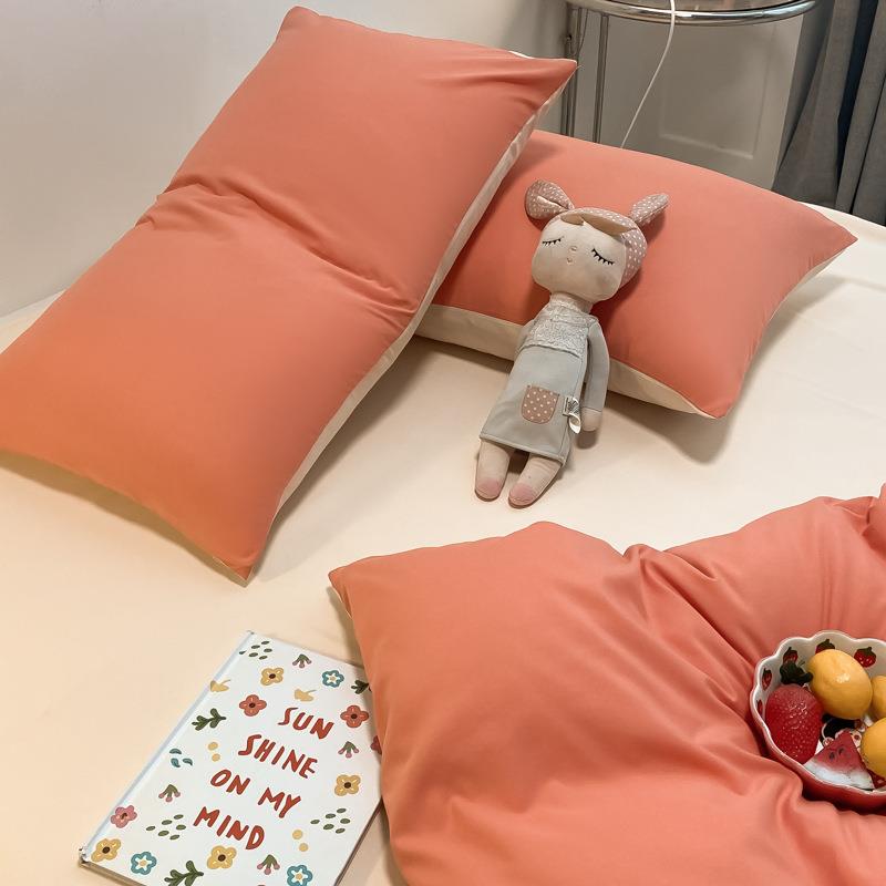 水棉纯色简MPX约双拼套四件舍套学生宿磨洗毛三件床上用品 - 图2