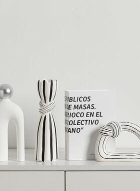 黑白意式风格客厅装饰摆件艺术品高级感现代简约酒柜餐柜软装