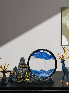 创意靠山流沙画 画沙漏摆件家居摆饰客厅电视柜酒柜装饰品 乔迁礼