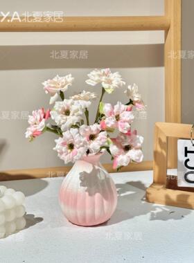 ins多头玫瑰花蔷薇花仿真花干花客厅茶几花家居摆件玫瑰假花装饰