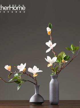 正品现代中式意简约禅陶花瓶仿真花艺套装摆件瓷客厅插花装软装饰