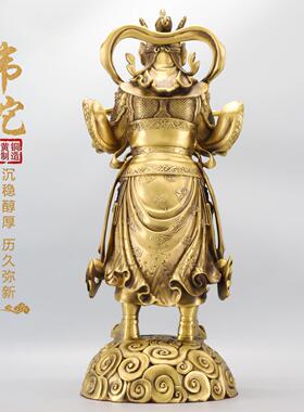黄铜关公韦陀珈蓝菩萨佛像摆件家居装饰品供奉韦驮神像佛堂供奉像