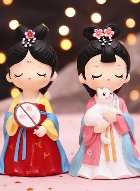 摆件人物宫廷风娃娃女孩蝶恋花之唐小媚房间装饰品桌面创意礼物