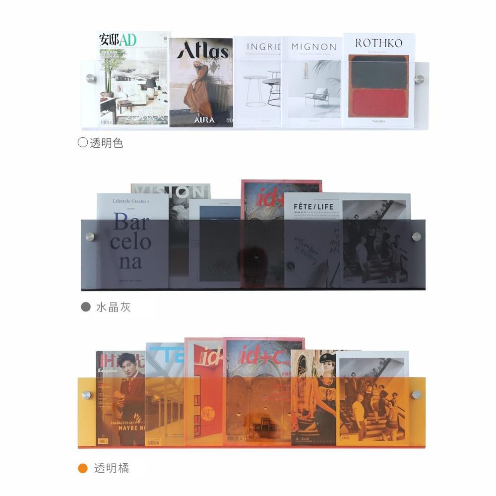 亚克力展示架墙面上书架儿童绘本置物架超薄壁挂式透明报刊杂志架 - 图2