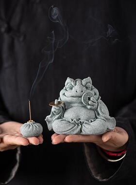引进财富宝藏金蟾蜍桌面装饰饰品家庭桌面茶桌茶玩茶宠物饰品景观