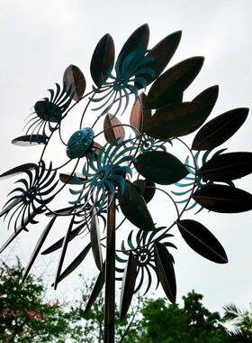 场景道具网摆拍花园庭院#18/W-铁别墅旋转艺灯蓝色红旋轮超大双面