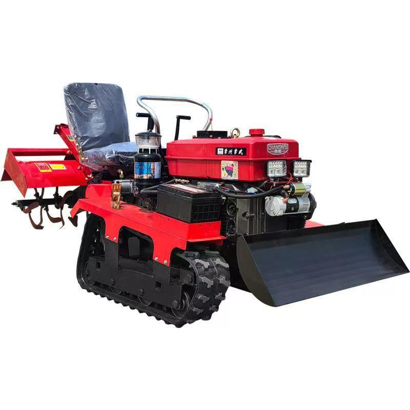 Crawler rotary cultivator ride-on four-wheel multi-function micro cultivator greenhouse orchard mountain hilly paddy field trenching