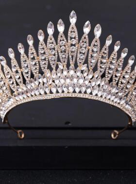 Silver Color Crystal Queen Big Crown Tiara Rhinestone Weddin