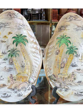 贝雕工艺品摆件 纯手工制件立体工艺家居书架酒柜摆件贝壳工艺品