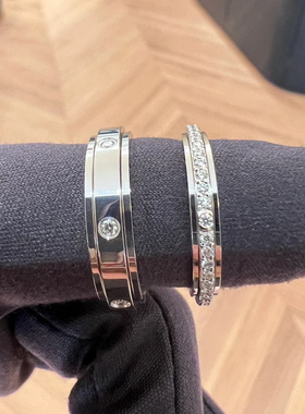 99新伯爵时来运转单排满钻白金戒指窄版婚戒码数咨询