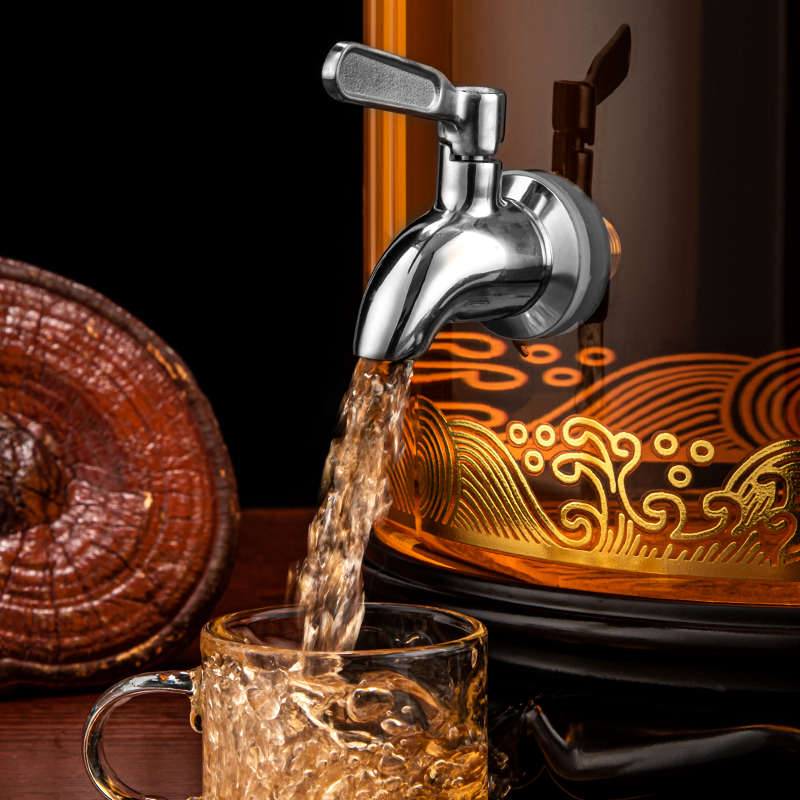 Special glass bottle for soaking wine with faucet thickened wide mouth large capacity 50kg 100kg ginseng king empty wine bottle