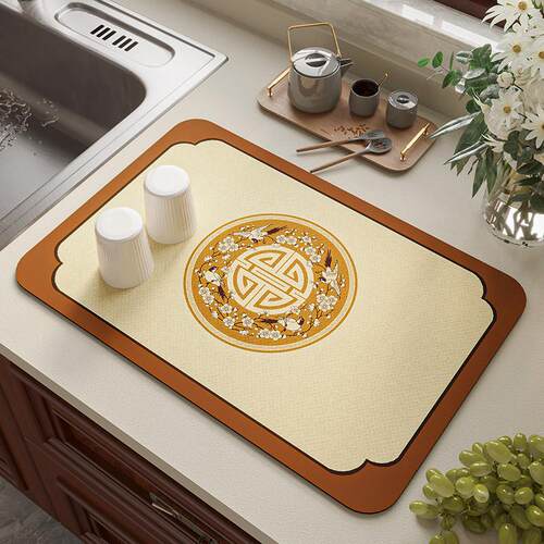 厨房台面矽藻泥沥水垫防滑隔热防烫吸水餐桌垫桌面杯垫茶吧台垫子 - 图2