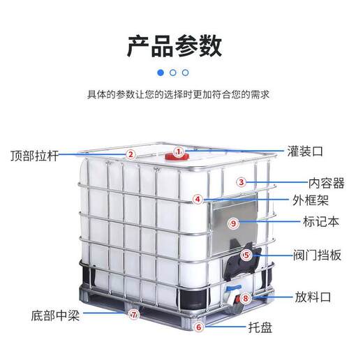 吨桶1000升带铁框架IBC集装桶全新半吨桶1吨塑料桶方形ibc吨桶 - 图0