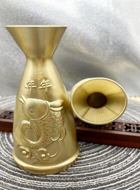 黄铜酒瓶创意迷你手把件酒壶摆件酒杯花瓶家居办公装饰工艺品