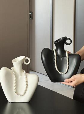 众贝汉美陶瓷艺术锁骨花瓶摆件客厅插花小玄计感电25031001视酒柜