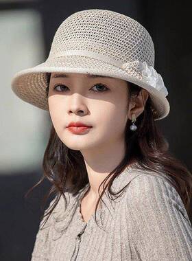 26夏季新款薄款渔夫帽户外遮阳可折叠女时尚百搭显脸小时尚防晒帽