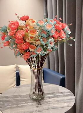 轻奢仿真花摆设杜鹃花假花客厅餐桌装饰花束花艺家居摆件包邮