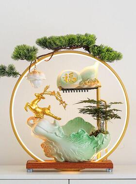 白菜招财流水摆件循环水雾化喷泉客厅办公室玄关装饰乔迁开业礼品