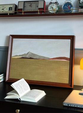 中古风餐厅挂画客厅大气高端黑色沙发背景墙装饰画餐边柜美拉德
