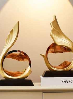 酒柜装饰品摆件轻奢客厅饰品电视柜流沙画办公室风生水起一帆风顺