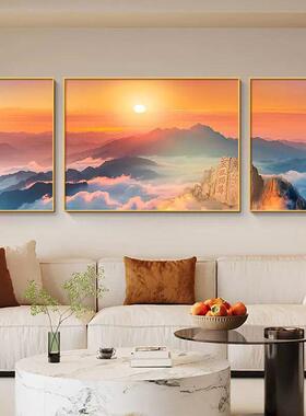 日照金山挂画泰山日出壁画客厅装饰画沙发后背景墙高档晶瓷三联画