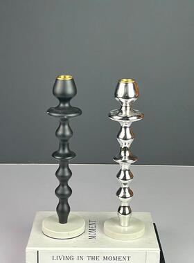 中古现代样板间售楼处餐厅餐桌桌面做旧蜡烛台装饰品摆件卧室氛围